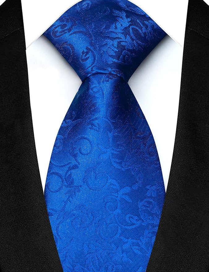 JEMYGINS Mens Floral Tie and Lapel Pin Necktie Pocket Square and Tie Clip with Sets for Business Casual 4PCS