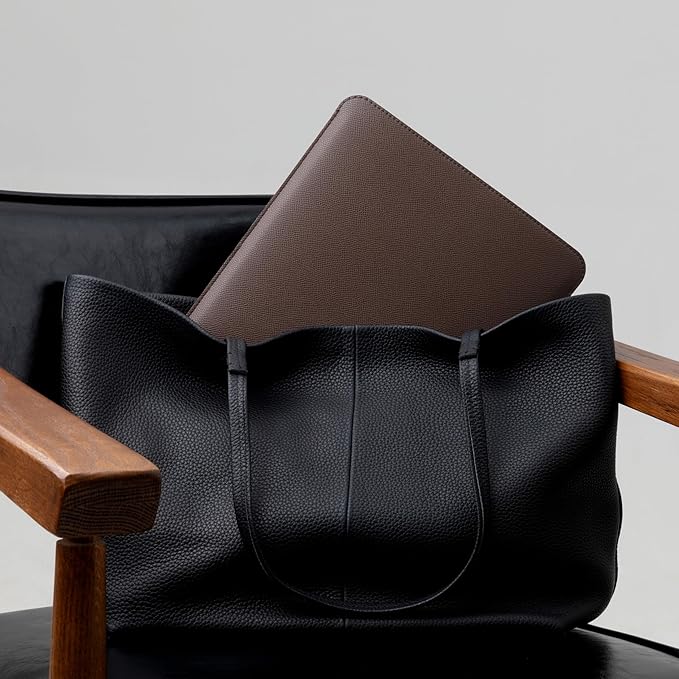 Comfyable Laptop Sleeve 14 Inch Precisely Compatible with MacBook Pro M4 M3 M2 M1 Pro/Max 2024, Faux Leather Cover Case 14 in, Coffee