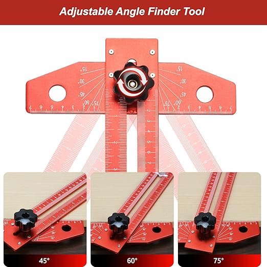 Woodworking Scriber Marking Line Ruler, Adjustable up to 18 inches Aluminum Alloy T-Square Ruler, Sliding Precision Line Drawing Angel Ruler with 1 pcs Carpenter Pencil