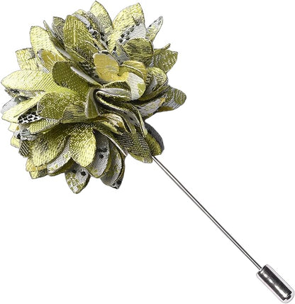 GUSLESON 3.15"（8cm） Mens Floral Tie and Lapel Pin Necktie Hankerchief Cufflinks Set for Men