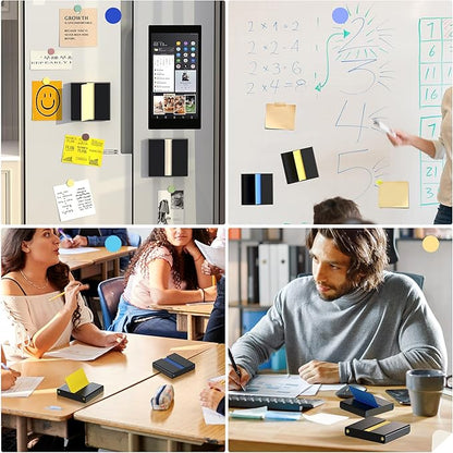 2 Pcs Sticky Note Dispenser, Magnetic Sticky Note Holder for Post It Notes, 3 x 3 Inch Sticky Note Organizer for Office Home Classroom, Black