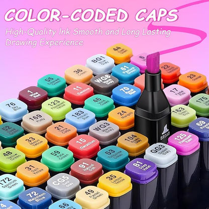 120 Colors Alcohol Markers Set, Dual Brush Tip Art Coloring Markers for Adult Drawing, Permanent Alcohol Based Colored Sketch Pens Art Supplies Gifts for Illustration
