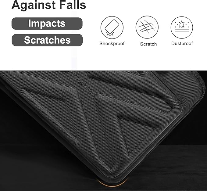 MOSISO 13-13.3 inch Laptop Hard Case, 14 inch Shockproof Waterproof Laptop Case Hard Shell Compatible with MacBook HP Dell, Carrying Sleeve Computer Bag with Sturdy Handle&Front Pocket&Belt, Black