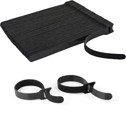 90PCS Reusable Cable Ties with Hook and Loop, Multi-purpose Adjustable 8 Inch Cable Management Wire Ties Cable Straps for Organizing Home, Office and Data Centers, Black