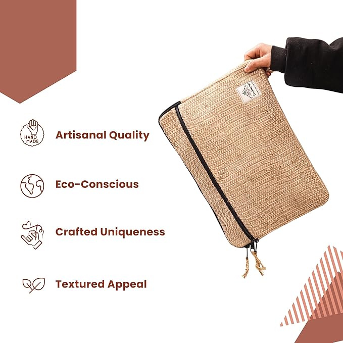 Natural Laptop Sleeve – Durable 14-Inch Laptop Cover with Zipper, Lightweight Water-Resistant Case for Travel & Work