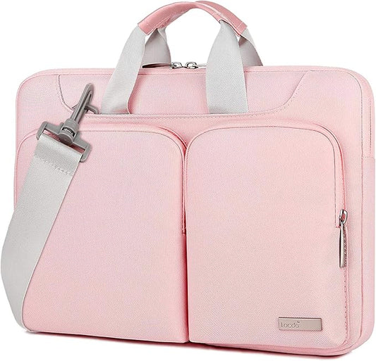 Lacdo 360° Protective Laptop Shoulder Bag, 14 inch Laptop Sleeve Bag for 14 inch New MacBook Pro M5/M4/M3/M2/M1 Chips Pro Max A3434 A3112 A3401 A3185 A2918 A2992 2025-2021 Computer Messenger Bag, Pink