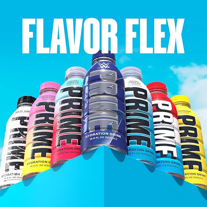 PRIME Hydration, WWE Sports Drinks, Electrolyte Enhanced for Replenishing Fluids, 250mg BCAAs, B Vitamins, Antioxidants, Low Sugar, 16.9 Fl Oz, 12 Pack