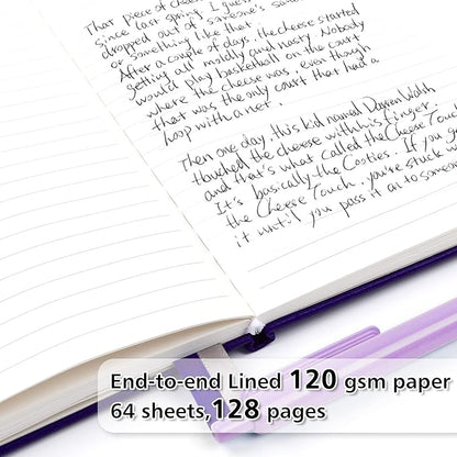 feela 24 Pack Journal Notebook Bulk for Work, Business Notebook Hardcover Lined Writing Journal with Pen Holder for Men Women Note Taking, with 24 Black Pens, 120 GSM, 5.1”x8.3”, A5, Purple