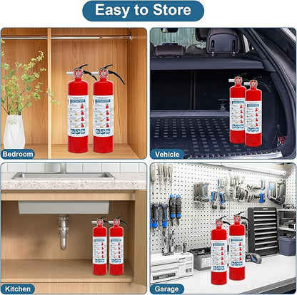 6 Pack ABC Dry Chemical Fire Extinguishers, 2.5 lb 1A:10B:C Rating for Home, Car, Boat, Quick Release Handle, Compact & Portable Dry Powder Extinguisher
