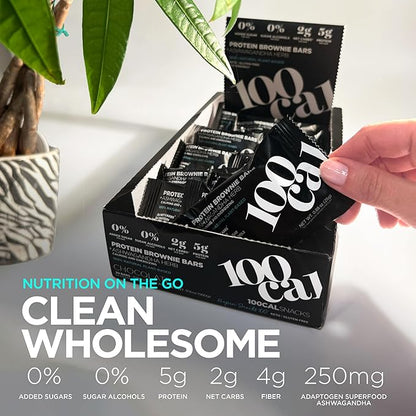 Chocolate Protein Bar Brownie | High Protein, Gluten Free Keto Snack with Vegan Protein for Healthy Gut and Weight Loss | Clean Protein Bars made with Organic Ingredients, Ashwagandha and MCT Oil | Wholesome Yum High Fiber Low Calorie Snacks 100 Calori...