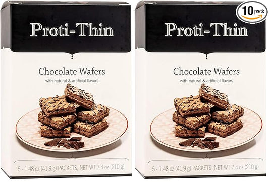 Proti-Thin High Protein Chocolate Wafer Squares, 15g Protein, Low Calorie, Low Sugar, Aspartame Free, Diet Wafer Bars, Healthy Snack, 2 Wafers per Serving, 5 Count Box (Pack of 2)