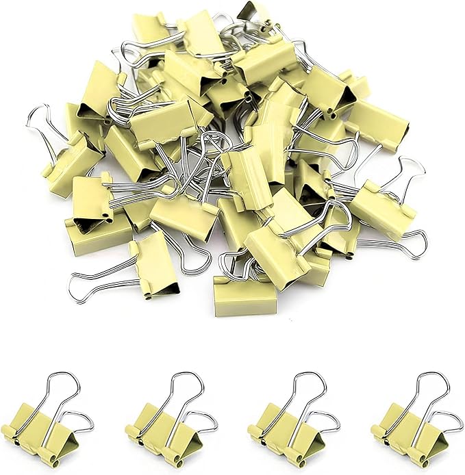 50 Pack Small Yellow Binder Clips 3/4 Inch (19 mm), Colored Little Paper Clamps, Tiny Mini Paper Clips for Office Home School Business 0.75"