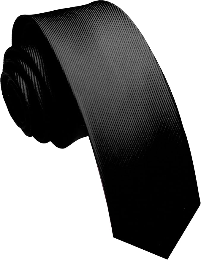 JEMYGINS 2.4" Solid Color Skinny Tie and Pocket Square with Tie Clip Sets for Men (6cm)