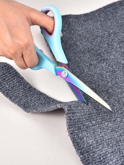 8.5" Multipurpose Office Scissors Heavy Duty, Titanium Coating Sharp Blades, Ergonomic Semi-Soft Rubber Grip, Scissors All Purpose for Sewing, School, Fabric, Art Craft Supplies, 3-Pack