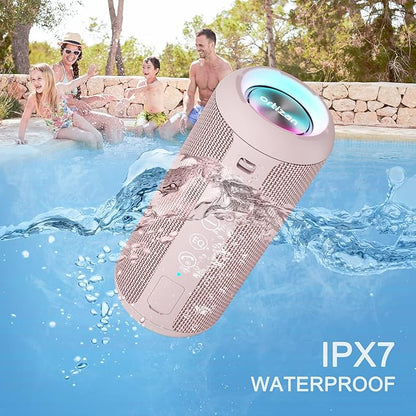 Ortizan Portable Bluetooth Speakers, IPX7 Waterproof Wireless Speaker with 24W Loud Stereo Sound, Deep Bass, Bluetooth 5.3, RGB Lights, Dual Pairing, 30H Playtime for Home, Outdoor, Party