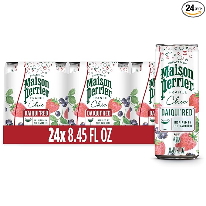 Maison Perrier Chic Daiqui’Red Strawberry and Red Fruits Flavored Sparkling Beverage, Low Calorie, Mocktail, 24-Pack