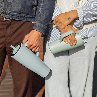 BrüMate Era 30 oz Tumbler with Handle & Straw | 100% Leakproof Insulated Water Bottle Tumbler with Lid & Flexible SoftSip Straw | Made of Stainless Steel | Cup Holder Friendly | 30oz (Primrose)