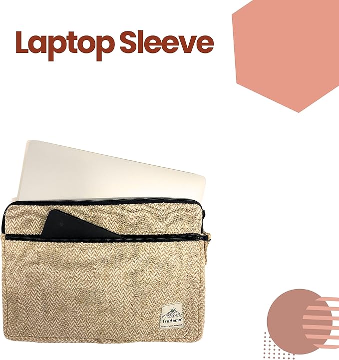 Natural Laptop Sleeve – Durable 14-Inch Laptop Cover with Zipper, Lightweight Water-Resistant Case for Travel & Work