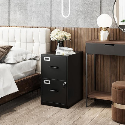 2 Drawers File Cabinet Metal Vertical Filing Cabinets Metal Lockable Storage Cabinets with Lock for Home Office to Hanging Files