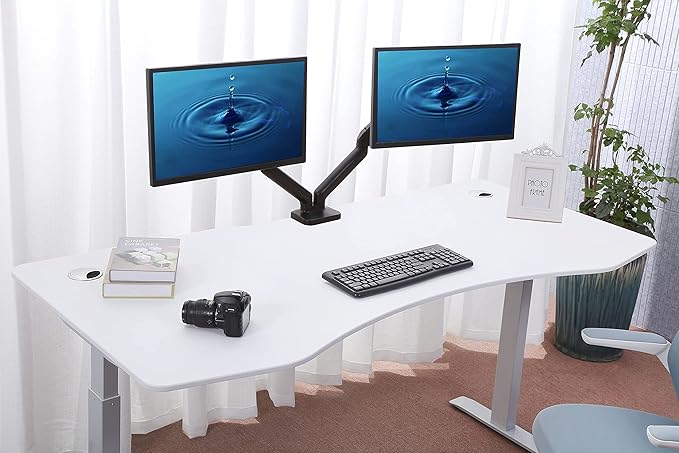 ApexDesk Elite Pro Series 71" x 33" Electric Height Adjustable Stand up Desk, Sit Stand Home Office Desk, Computer Desk - Curved Moon White