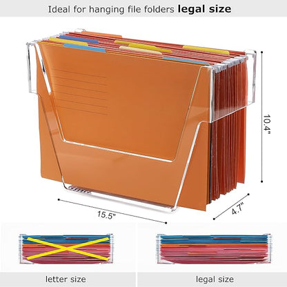 DINGHUO Hanging File Folder Frame, Legal Size Hanging File Organizer, Acrylic File Holder Filing Organizer Box Storage for Desk, Home Office, School - 1 Pack