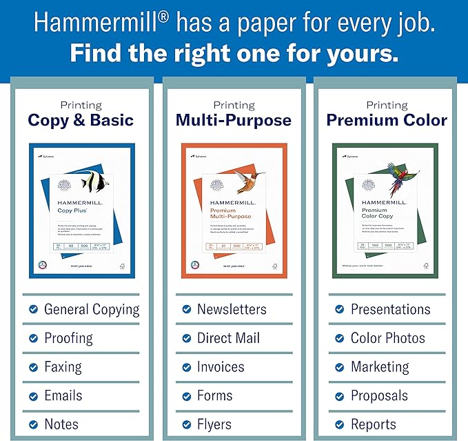 Hammermill Printer Paper, 20 lb Copy Paper, 11 x 17 - 5 Ream (2,500 Sheets) - 92 Bright, Made in the USA, 105023C