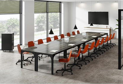 6.56 FT Conference Table, Super Sturdy Large Rectangle Meeting Seminar Table for 8 Person, Long Business Tables (Grey, 1PC)