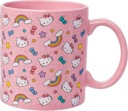 Silver Buffalo Sanrio Hello Kitty Whimsical Pastel Mug with Stars, Rainbows, and Bows, 20 Ounces