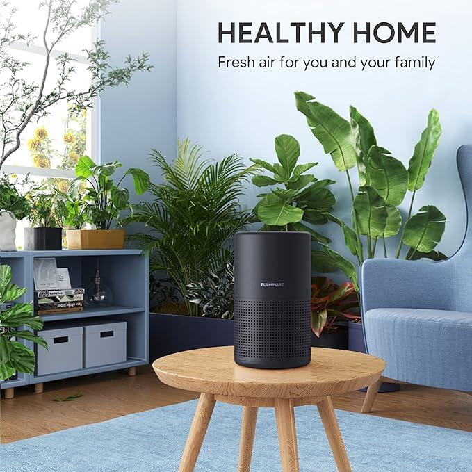 Air Purifiers for Bedroom, FULMINARE H13 True HEPA Air Filter, Quiet Air Cleaner With Night Light,Portable Small Air Purifier for Home, Office, Living Room Black
