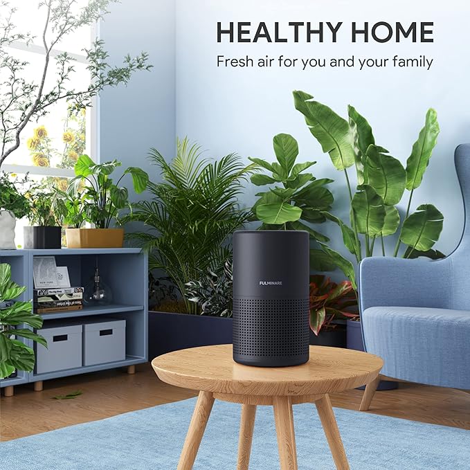 FULMINARE Air Purifiers for Bedroom H13 True HEPA Air Filter Quiet Air Cleaner With Night Light Portable Small Air Purifier for Home, Office, Living Room (Black 2 Pack)