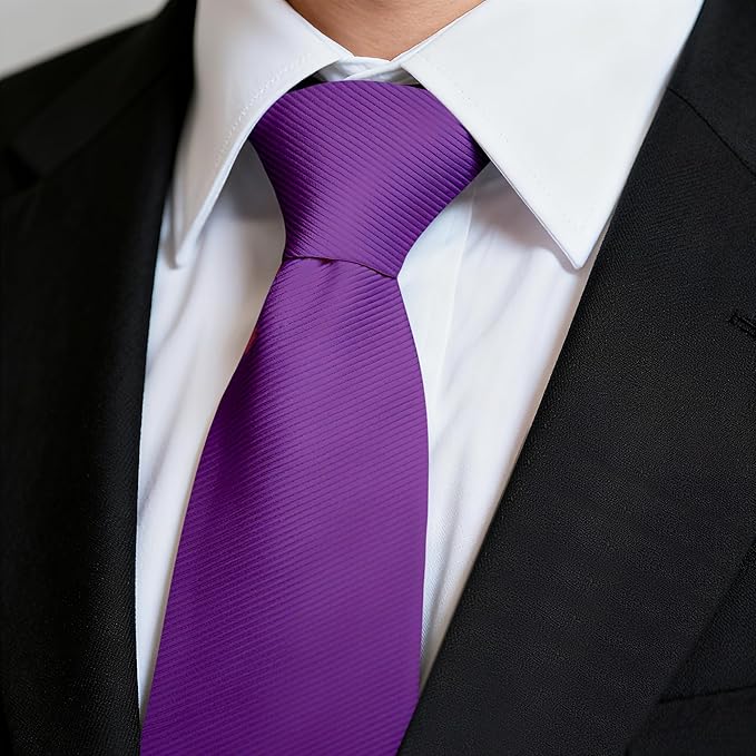 Fineknot Black Ties for Men, Formal Neckties for Men, Solid Color Mens Ties for Business, Wedding, Party, Mens Neck Tie