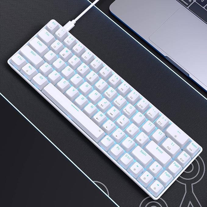 DIERYA T68SE 60% Gaming Mechanical Keyboard,Ultra Compact Mini 68 Key with Brown Switch Wired Keyboard,Anti-Ghosting Keys, for Windows Laptops and PC Gamers,White