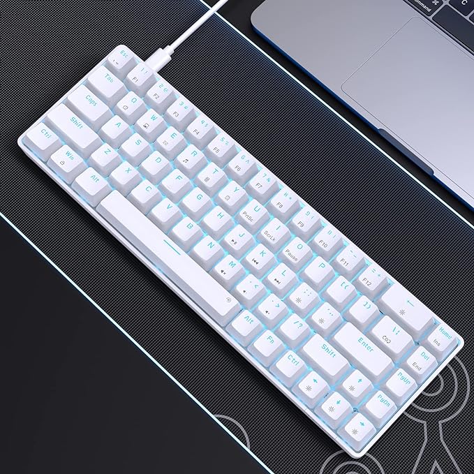 DIERYA T68SE 60% Gaming Mechanical Keyboard,Ultra Compact Mini 68 Key with Red Switches Wired Keyboard,Anti-Ghosting Keys, for Windows Laptops and PC Gamers,White