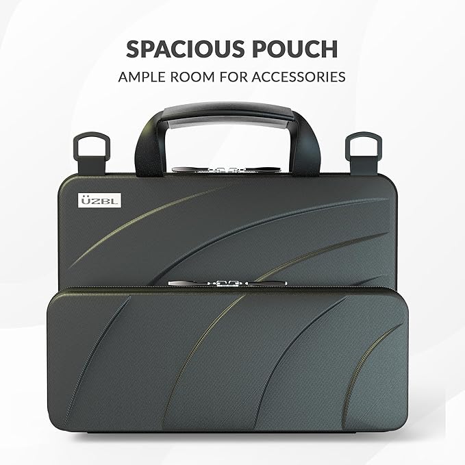 UZBL 11-11.6 Inch Always-on Chromebook Protective Hard Case with Accessory Pouch and Adjustable Shoulder Strap