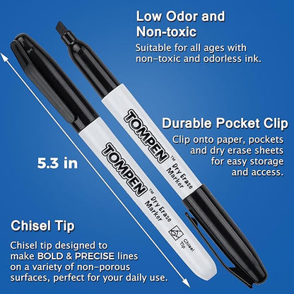 Dry Erase Markers Black,160 Bulk Pack Chisel Tip,Low Odor Quick-Drying Whiteboard Markers for Office Home School Writing Planning