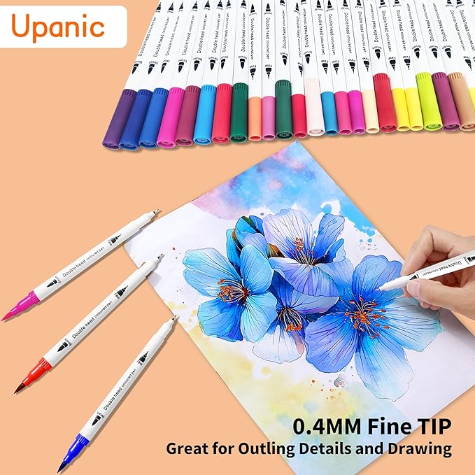 100 Colors Art Markers for Coloring,Coloring Pens,Dual Brush Tip Markers for Adult Drawing,Fine Tip Pens for Art,Journaling,Doodling & Lettering