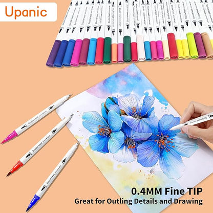 100 Colors Art Markers for Coloring,Coloring Pens,Dual Brush Tip Markers for Adult Drawing,Fine Tip Pens for Art,Journaling,Doodling & Lettering