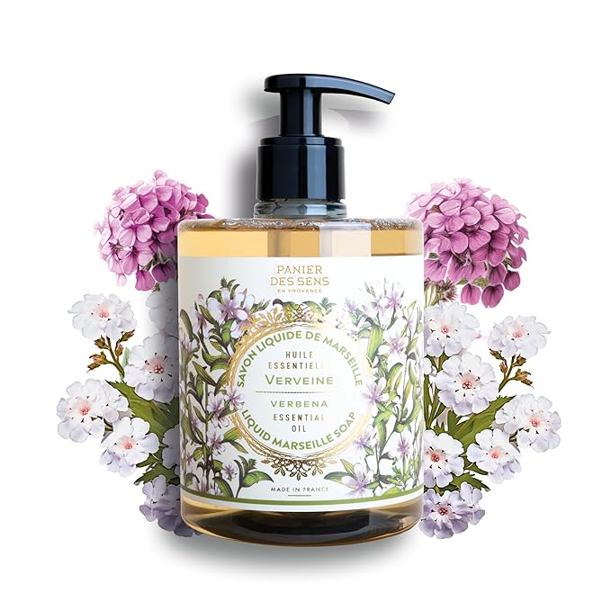 Panier des Sens - Liquid Hand Soap - Verbena Hand Wash - French Marseille Moisturizing Hand Soap with Coconut Oil - Refillable Kitchen & Bathroom Hand Soap - 97% Natural Ingredients -16.9 Fl.oz