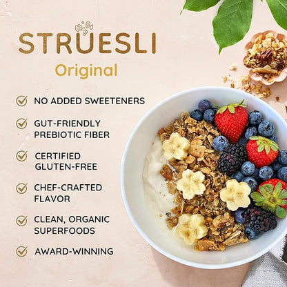 Struesli Granola Variety Pack, Organic Grain & Gluten Free Healthy Snacks, Keto & Paleo Friendly, Includes Original, Cacao + Coffee & Savory + Seed Flavors, Prebiotic Fiber, 3 Count, 9 Oz Each