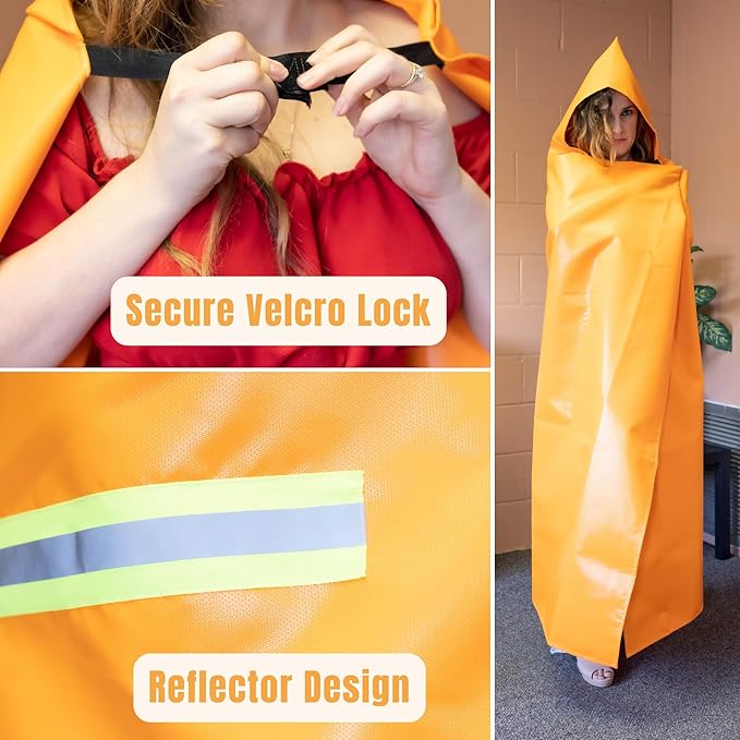 Supa Ant Silicone Fire Cloak for Fireproof Suit Emergency Blanket for Home and Kitchen - Emergency Poncho as Heat Shield Blanket - Fire Resistant Hoodie - Escape Suit with Cape and Hood (47x39 in.- S)