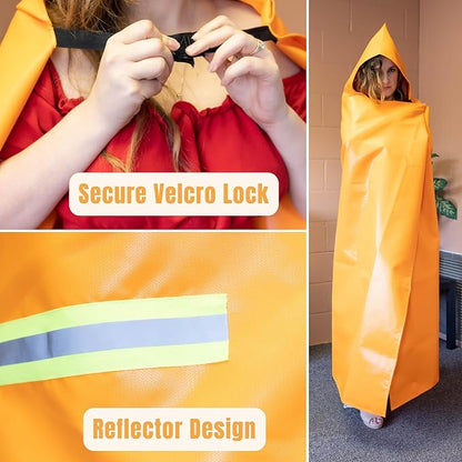 Supa Ant Silicone Fire Cloak for Fireproof Suit Emergency Blanket for Home and Kitchen - Emergency Poncho as Heat Shield Blanket - Fire Resistant Hoodie - Escape Suit with Cape and Hood (47x39 in.- S)