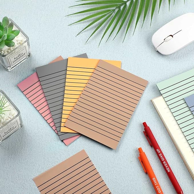 Yinder 6 Pack 180 Sheets Pastel Transparent Sticky Notes Translucent Clear Lined Self Sticky Note, Back to School Gifts for Bible Tabs, Book Tabs, School Supplies, Office, 4 x 6 Inch(Retro Colors)