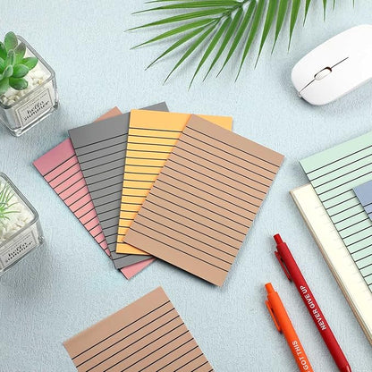 Yinder 6 Pack 180 Sheets Pastel Transparent Sticky Notes Translucent Clear Lined Self Sticky Note, Back to School Gifts for Bible Tabs, Book Tabs, School Supplies, Office, 4 x 6 Inch(Retro Colors)