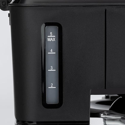 Amazon Basics 5 Cup Drip Coffee Maker, Coffee Machine with Glass Coffee Pot (0.8 Qt), Auto Shut-off, Auto Pause, Removable Filter Basket, Matte Black