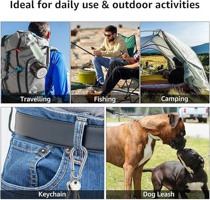 24 PCS M6 x 2-3/8 Inch Carabiner Clips Heavy Duty Spring Snap Hooks Stainless Steel Carabiner Clip Mini Carabiner Clips Quick Link Clip for Keychain Camping Hiking Fishing Dog Leash Keys, Silver