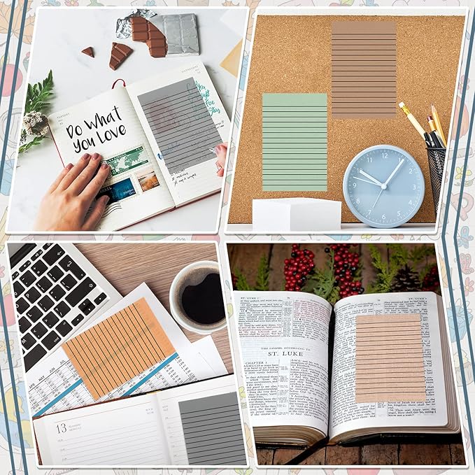 Yinder 6 Pack 180 Sheets Pastel Transparent Sticky Notes Translucent Clear Lined Self Sticky Note, Back to School Gifts for Bible Tabs, Book Tabs, School Supplies, Office, 4 x 6 Inch(Retro Colors)