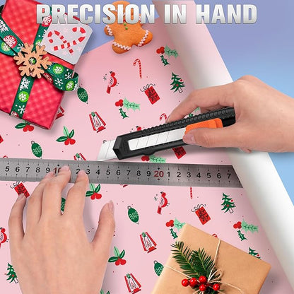 Retractable Utility Knife, 4 Pack Box Cutters with 18mm Snap-Off Blade for Paper, Plastic, Cardboard