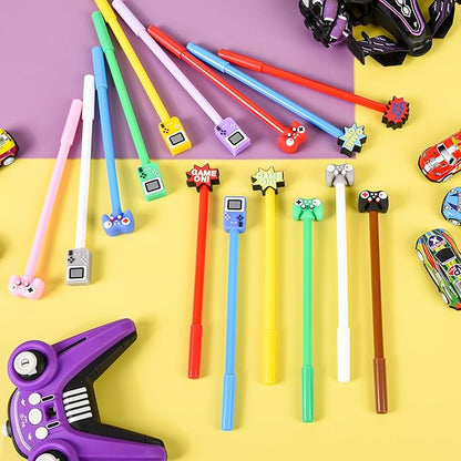 LiYiQ 50 Pcs Video Game Cartoon Cute Fun Pens for Kids Kawaii Games Handle Level Up Games Console Shape Gel Black Ink Pen Cute Video Game Pens for School Office Home Student Kids Present