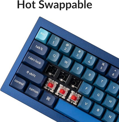 Keychron Q4 Wired Custom Mechanical Keyboard, 60% Layout QMK/VIA Programmable Macro with Hot-swappable Gateron G Pro Red Switch Double Gasket Compatible with Mac Windows Linux (Navy Blue)