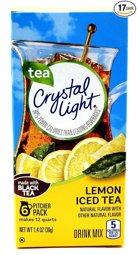 Crystal Light Lemon Iced Tea Drink Mix, 12-Quart Canister (Pack of 17)